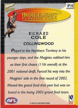 2004 Select Ovation - Indigenous Players 2004 #IP10 Richard Cole Back